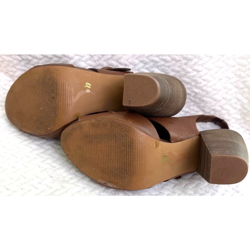 Lucky Brand Tan Leather Platform Heels Sandals Women’s 8.5 Boho - Picture 9 of 9